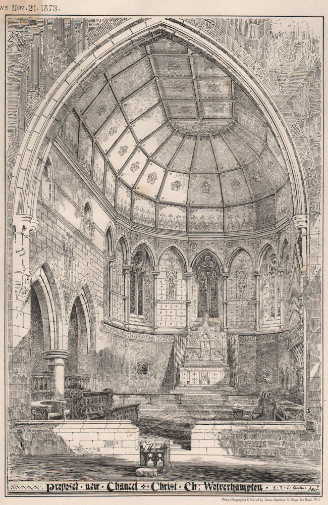 Proposed new chancel, Christ Church, Wolverhampton; EFC Clarke, Architect 1873